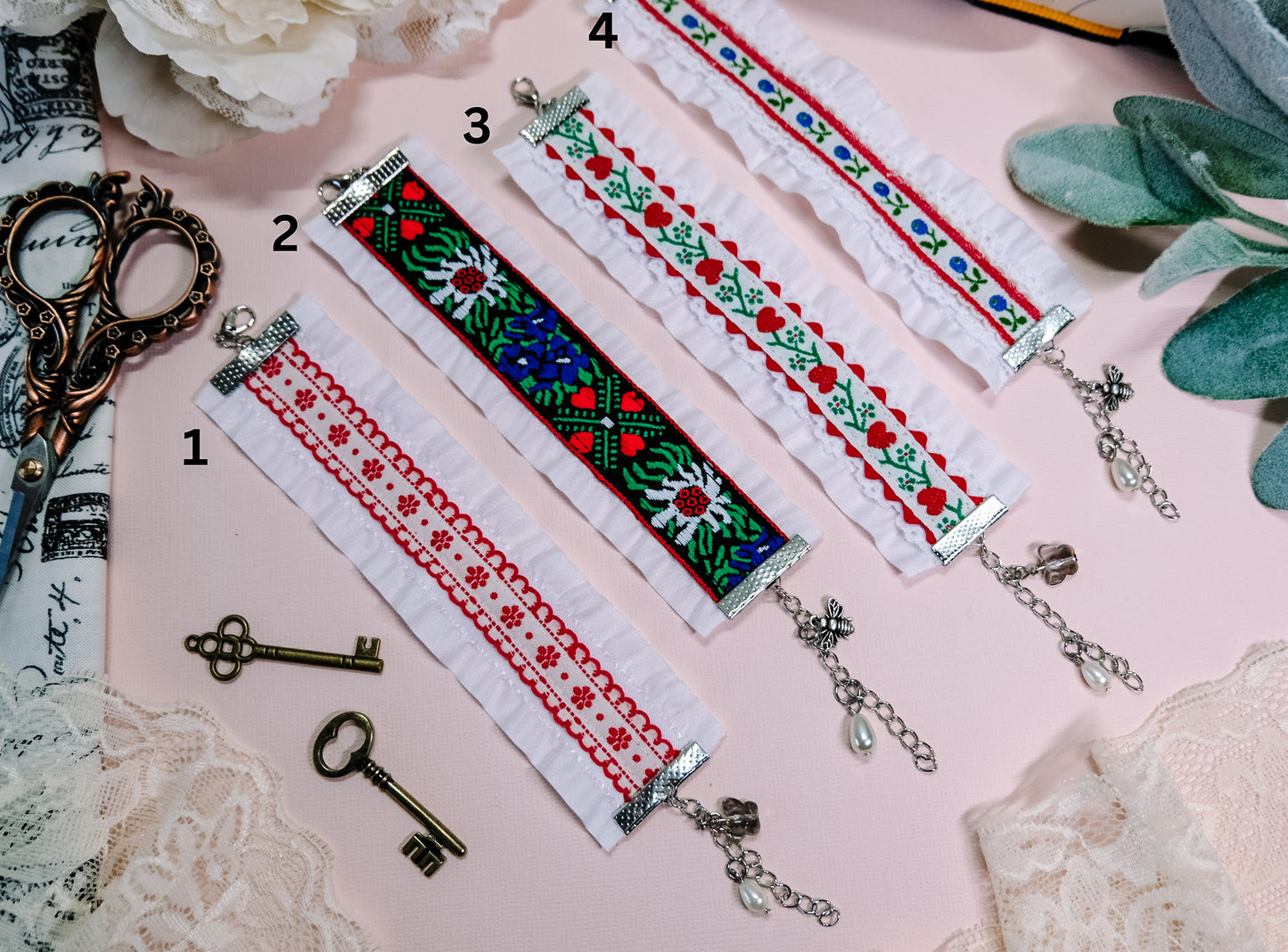 Embroidered Ruffle Bracelet