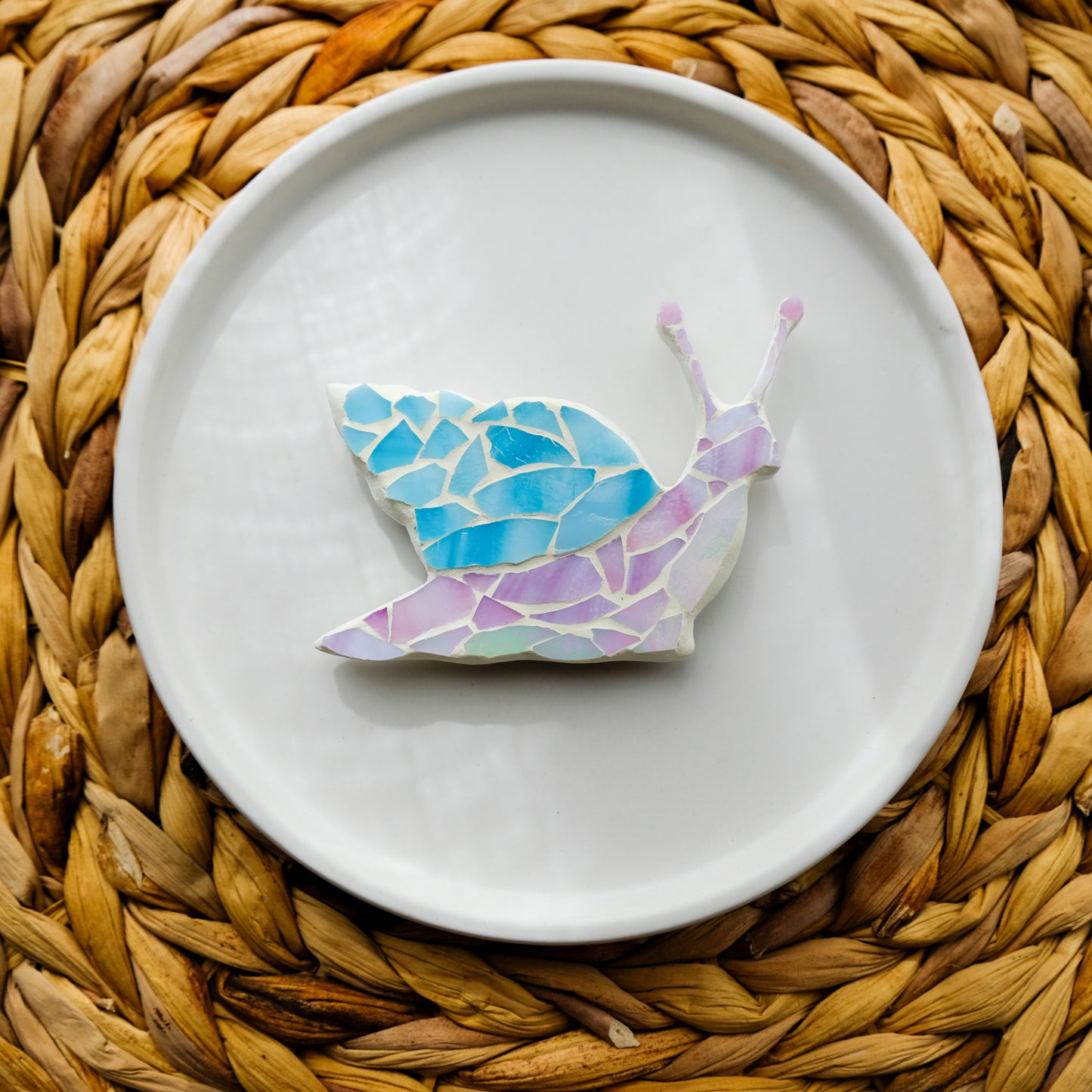 Pastel Snail Stained Glass Magnet | Mosaic Art Cottagecore Style