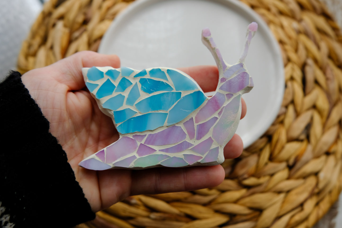 Pastel Snail Stained Glass Magnet | Mosaic Art Cottagecore Style