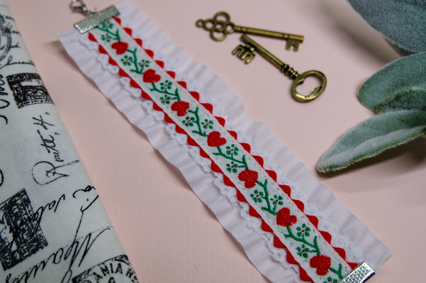 Embroidered Ruffle Bracelet