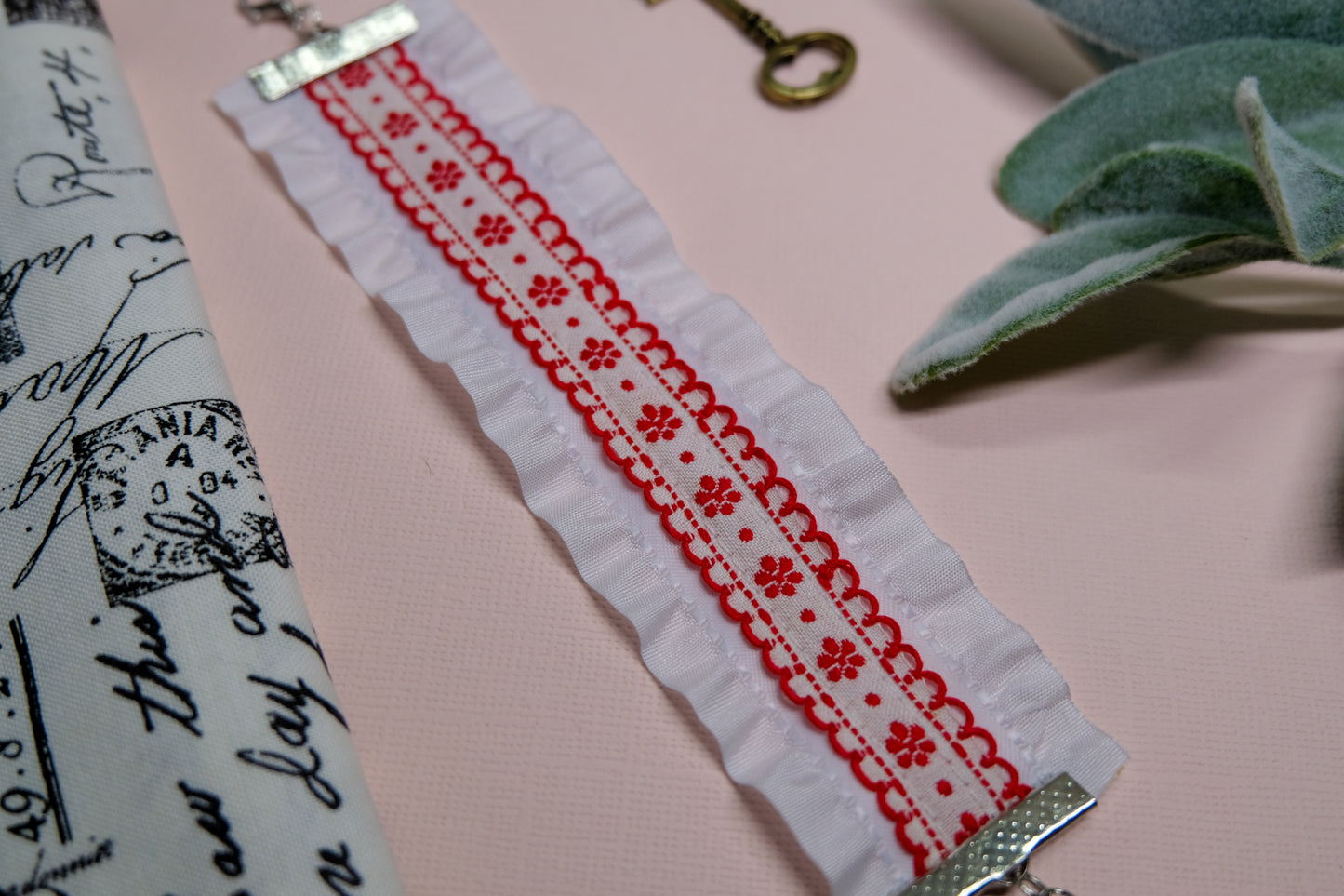 Embroidered Ruffle Bracelet