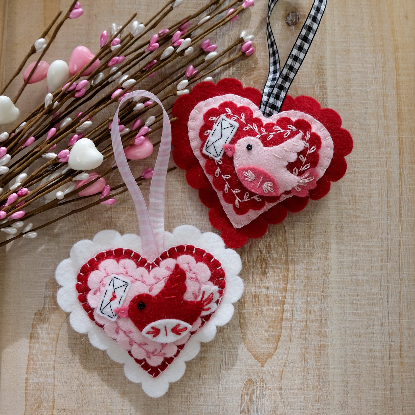 PDF Felt Pattern Valentine Bird Ornament