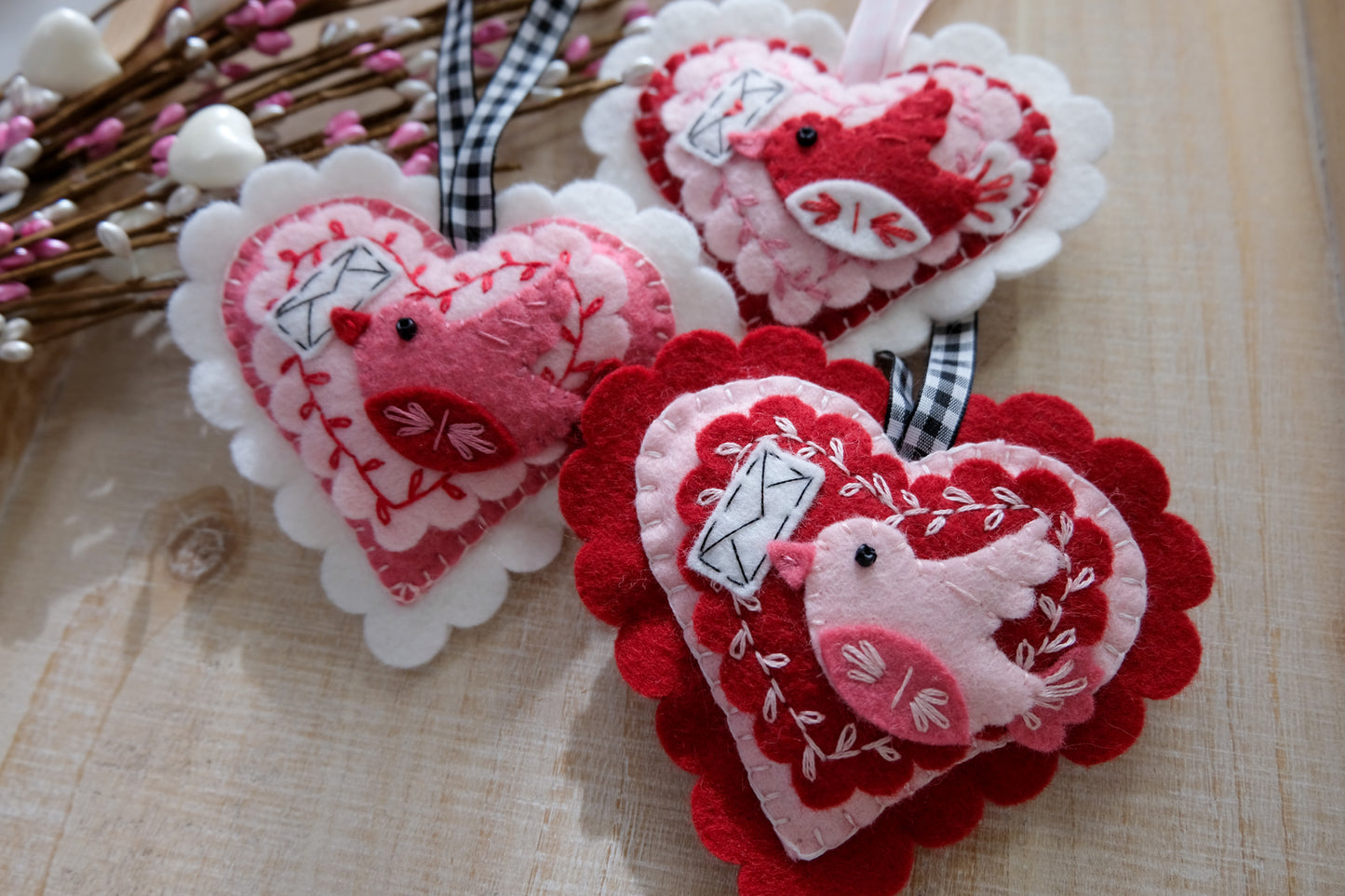 PDF Felt Pattern Valentine Bird Ornament