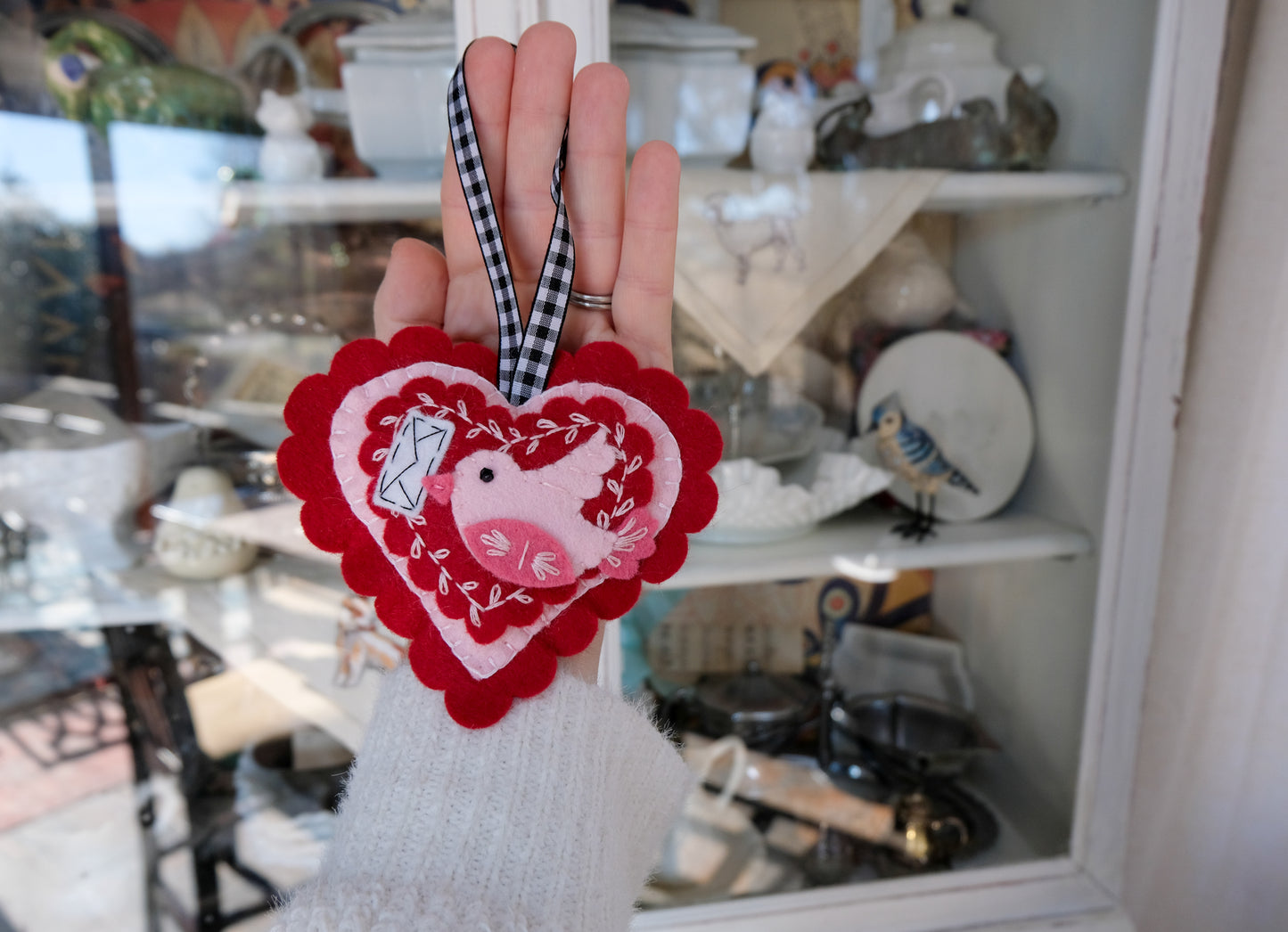 PDF Felt Pattern Valentine Bird Ornament