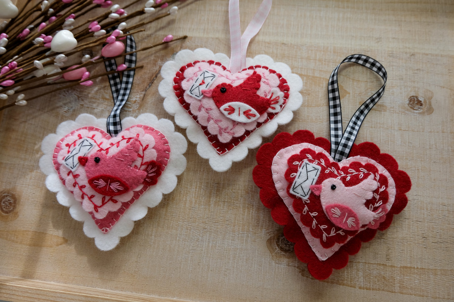 PDF Felt Pattern Valentine Bird Ornament