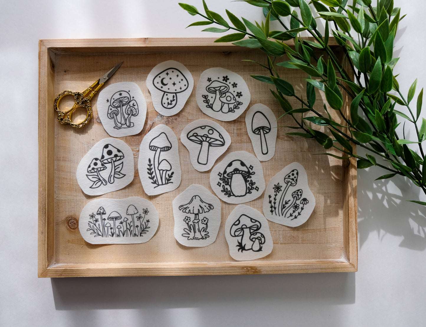 Mushrooms DIY Stick and Stitch Embroidery Stickers