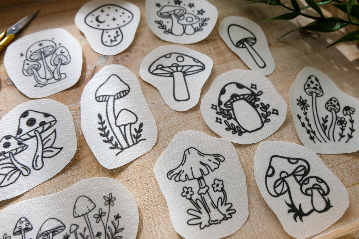 Mushrooms DIY Stick and Stitch Embroidery Stickers