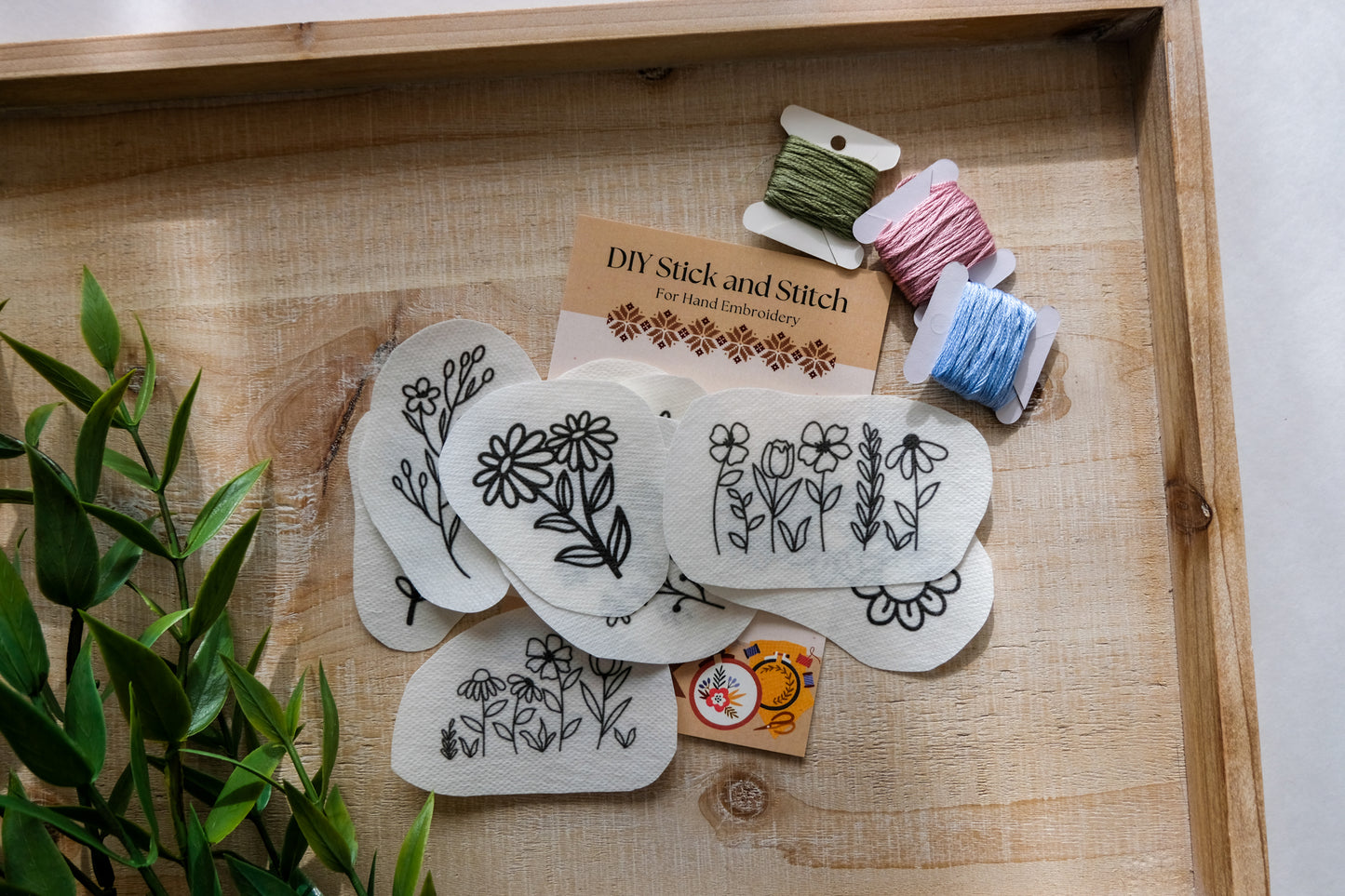 Florals DIY Stick and Stitch Embroidery Stickers
