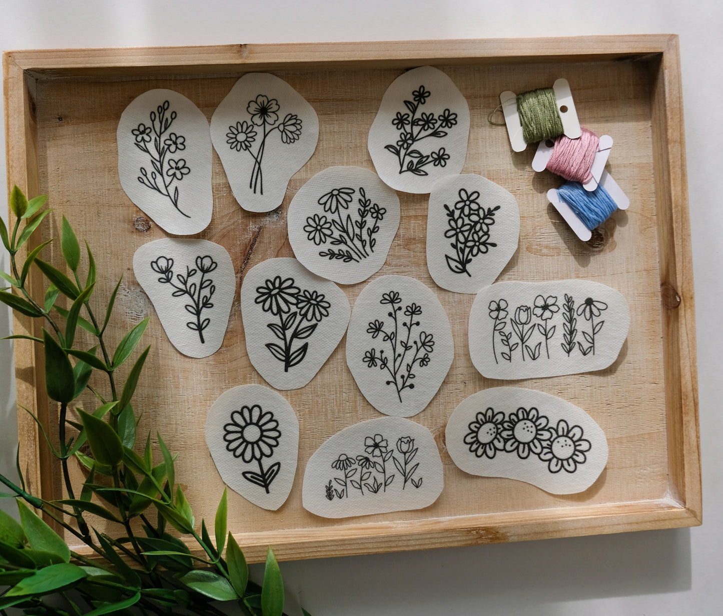 Florals DIY Stick and Stitch Embroidery Stickers