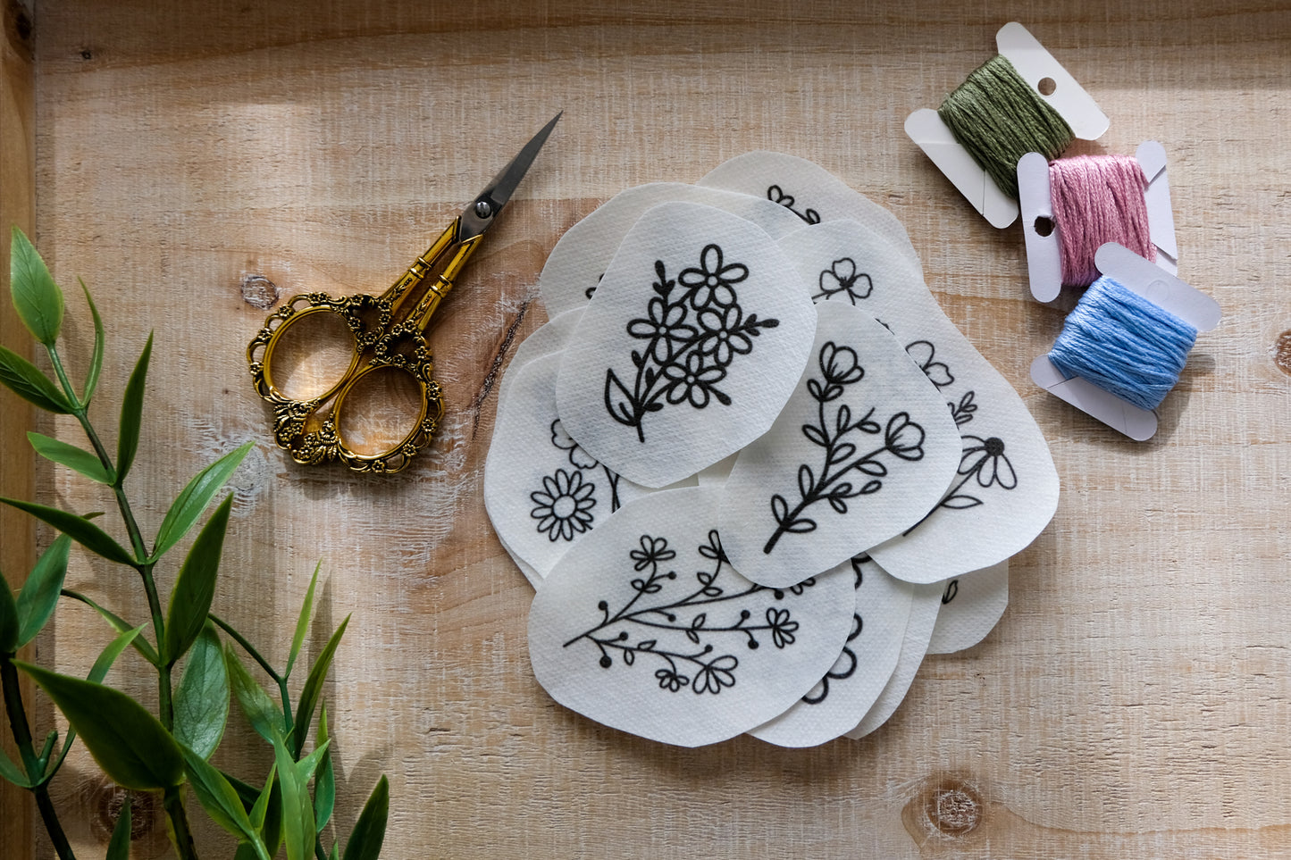 Florals DIY Stick and Stitch Embroidery Stickers