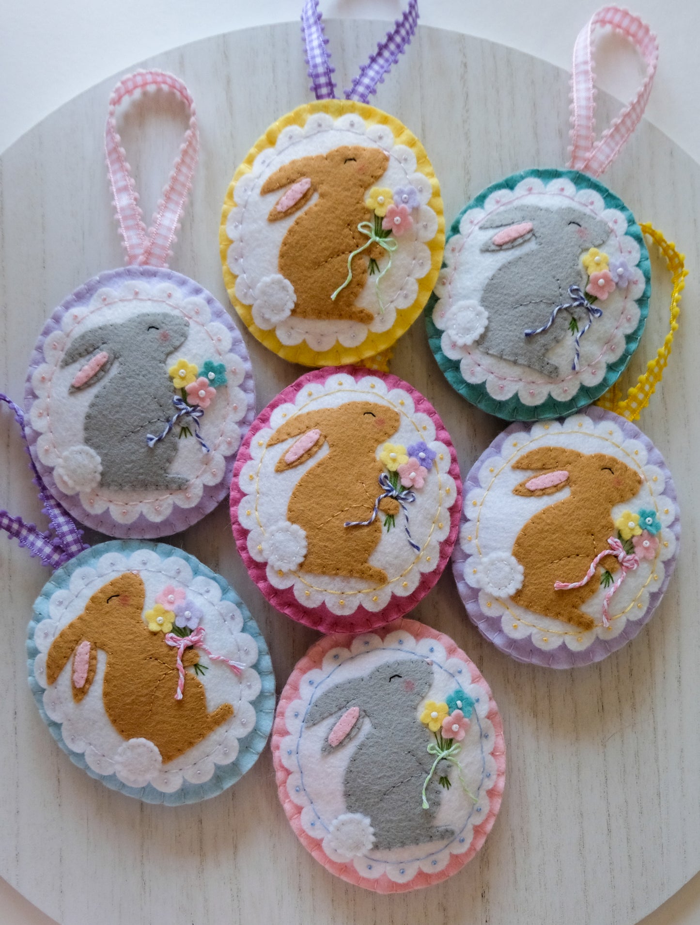 PDF Pattern Felt Bouquet Bunny Ornament
