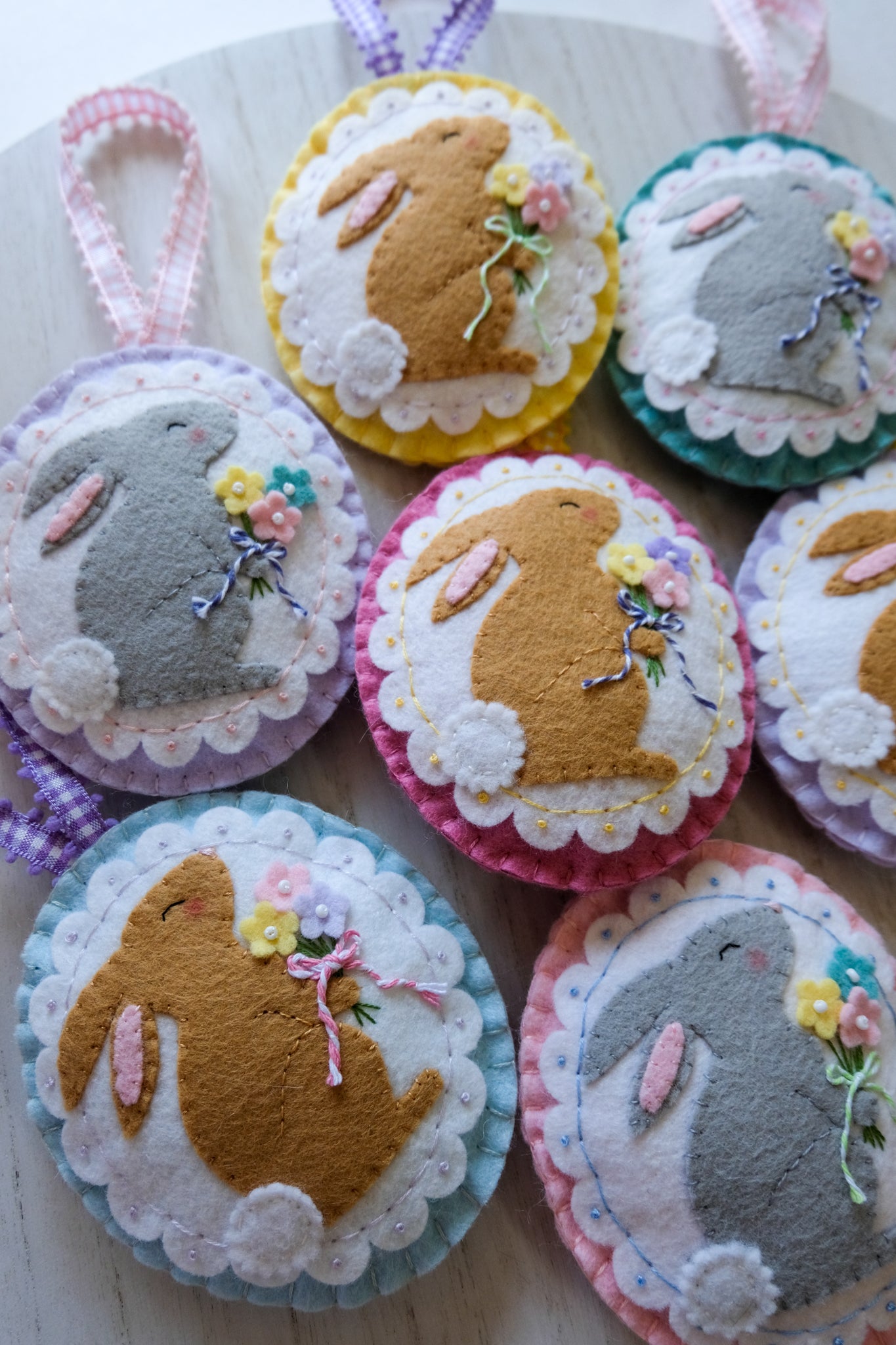 PDF Pattern Felt Bouquet Bunny Ornament