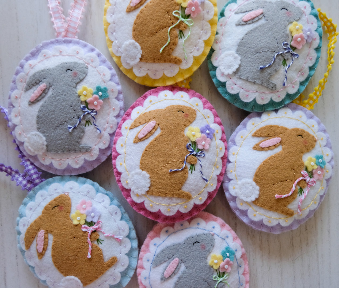 PDF Pattern Felt Bouquet Bunny Ornament