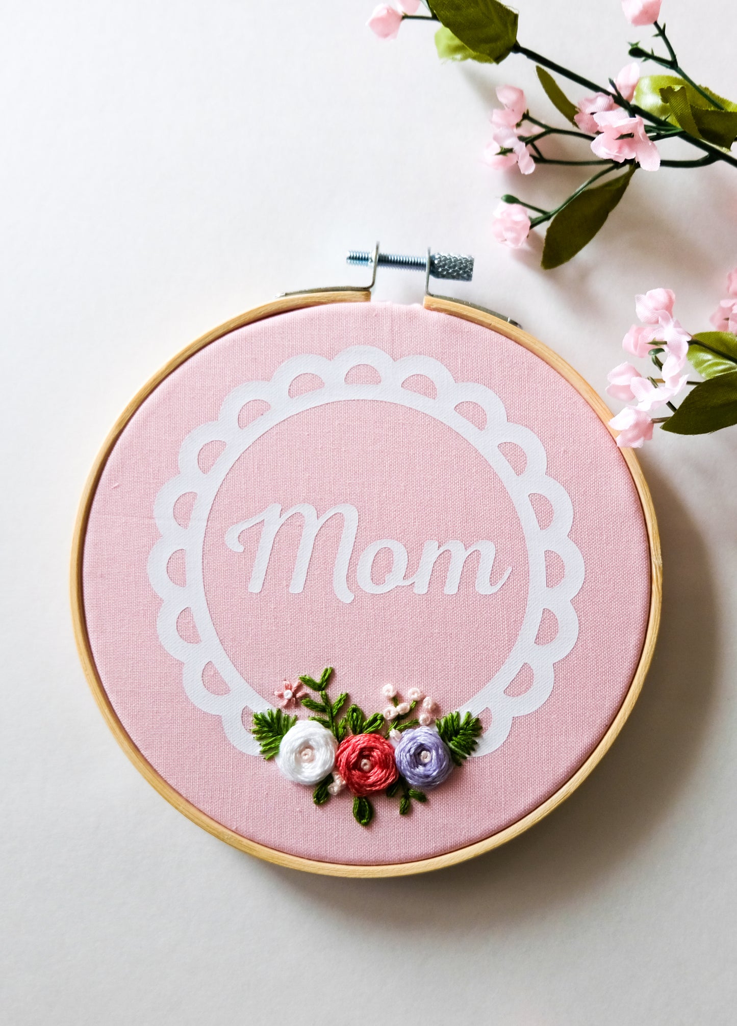 Mom Floral Embroidery Hoop