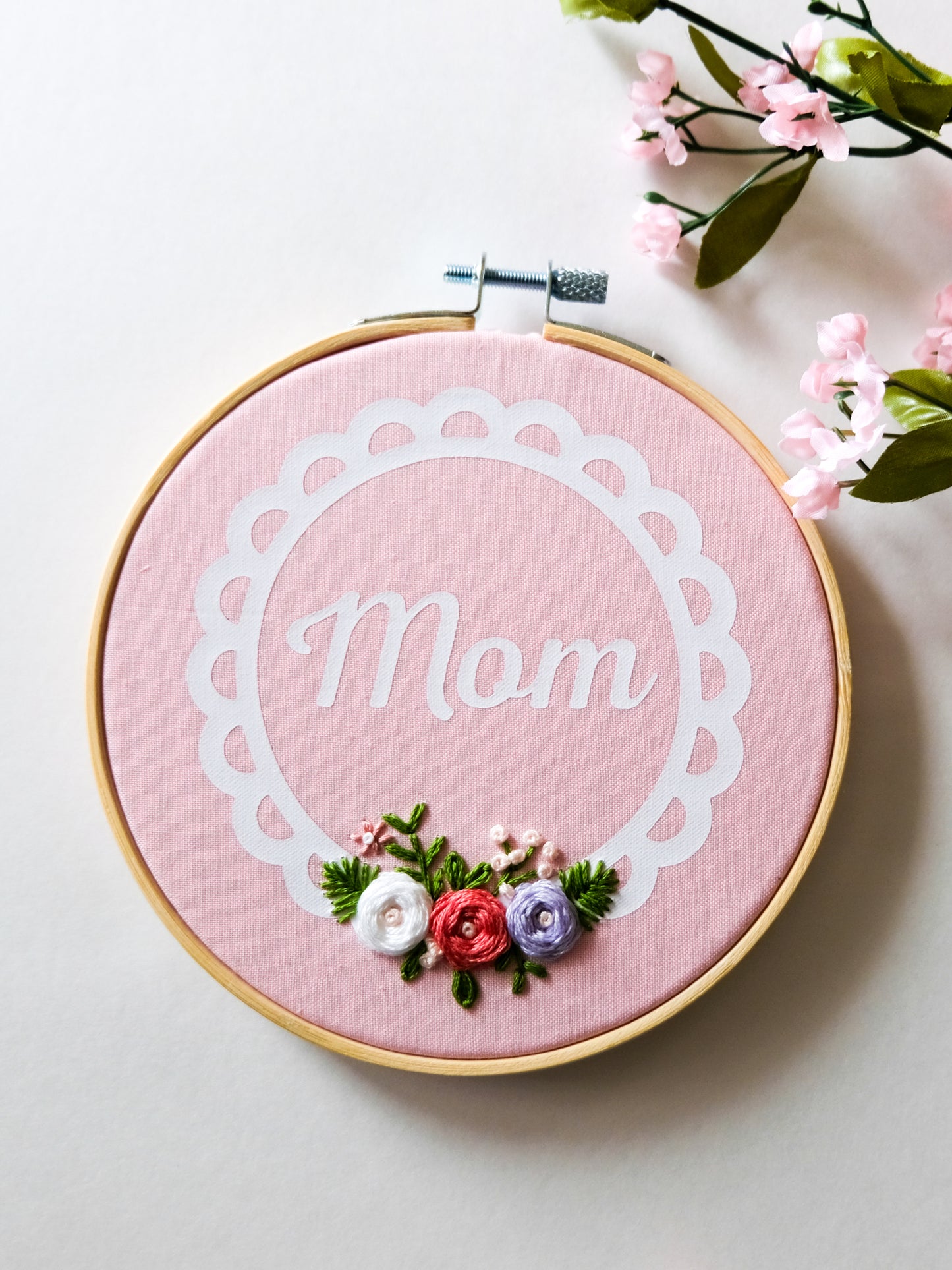 Mom Floral Embroidery Hoop
