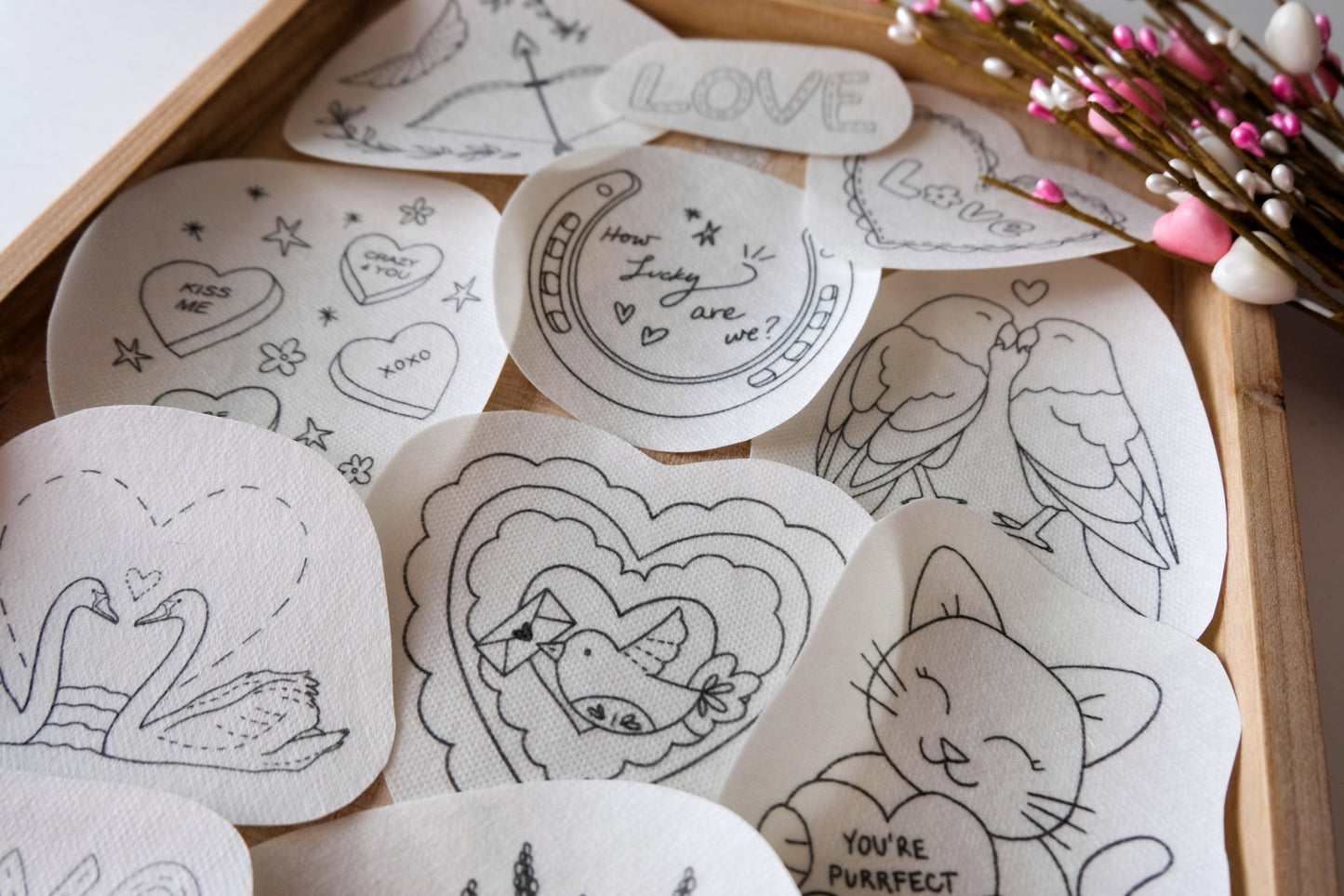 Valentine's Day DIY Stick and Stitch Embroidery Stickers