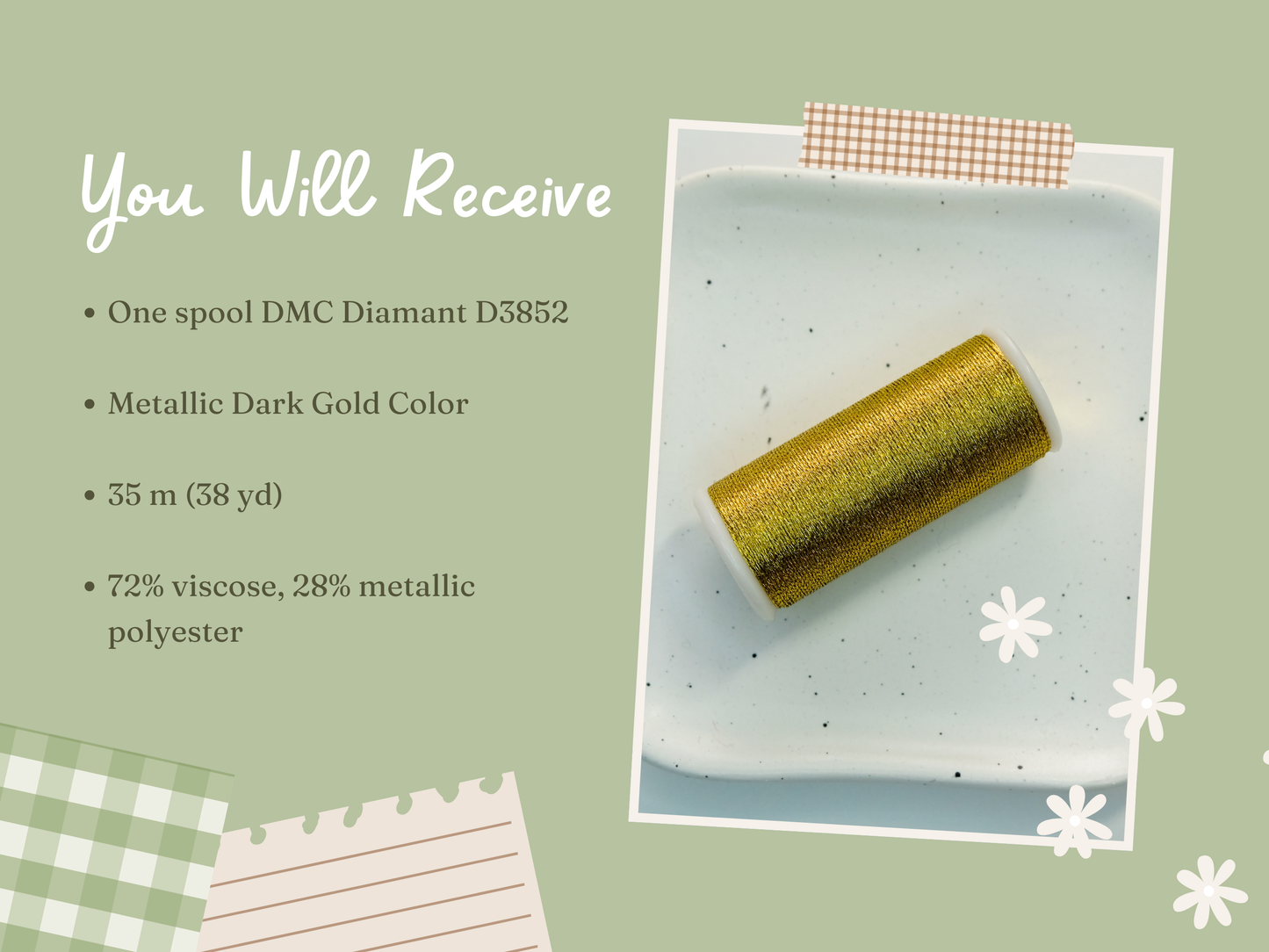 DMC Diamant Dark Gold Metallic Thread D3852
