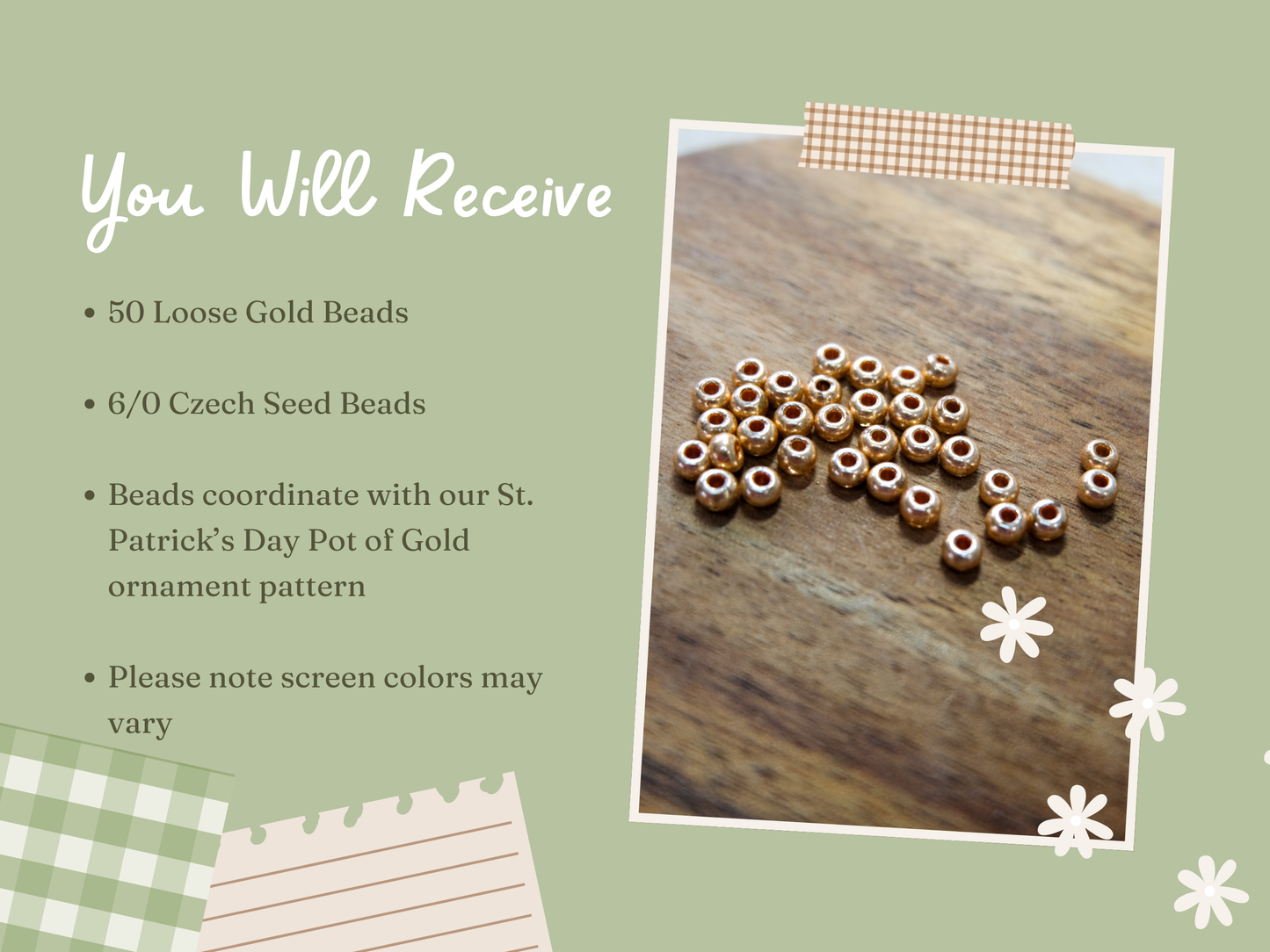 Gold Seed Beads Size 6/0 or 4mm
