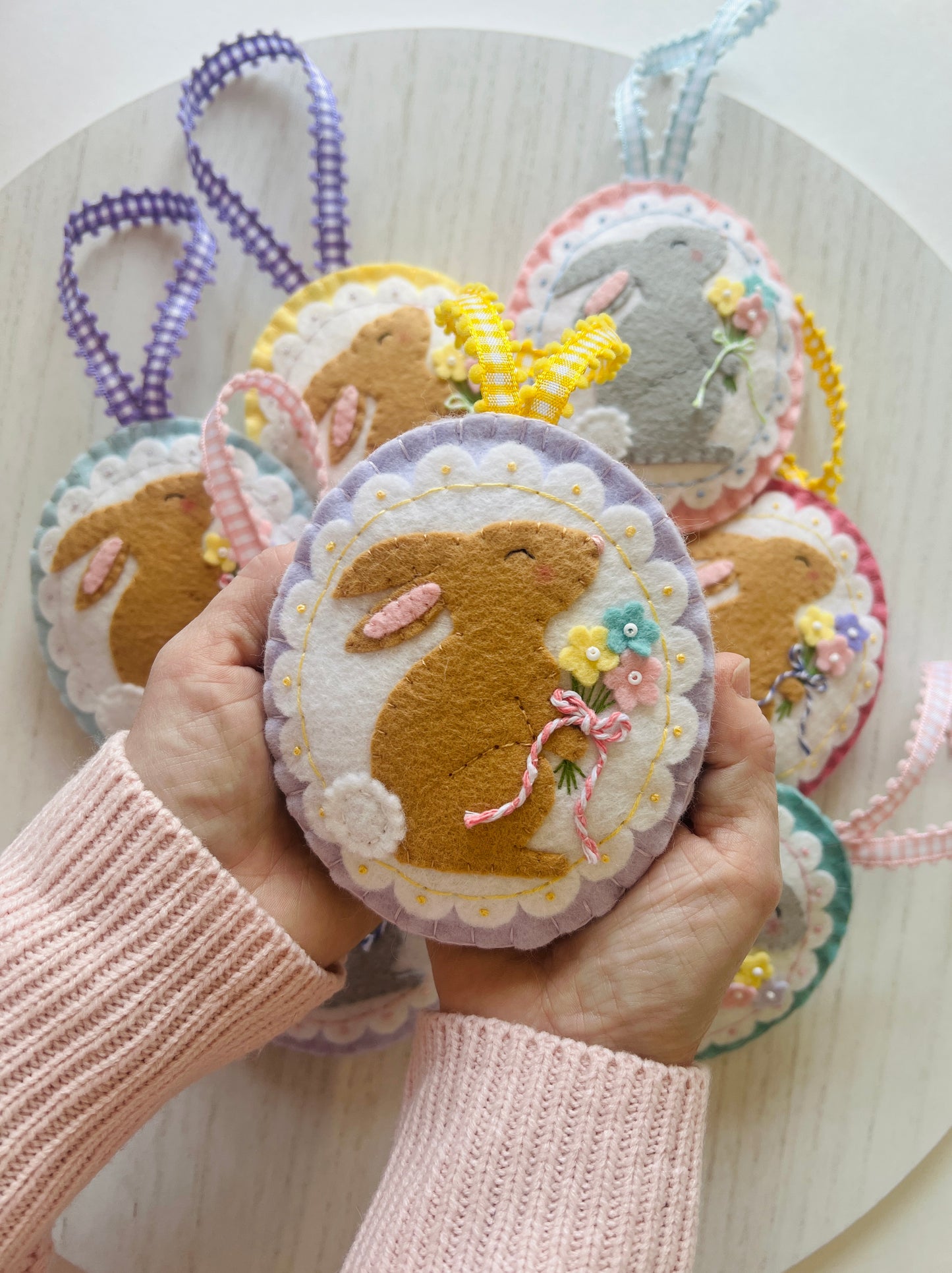 PDF Pattern Felt Bouquet Bunny Ornament