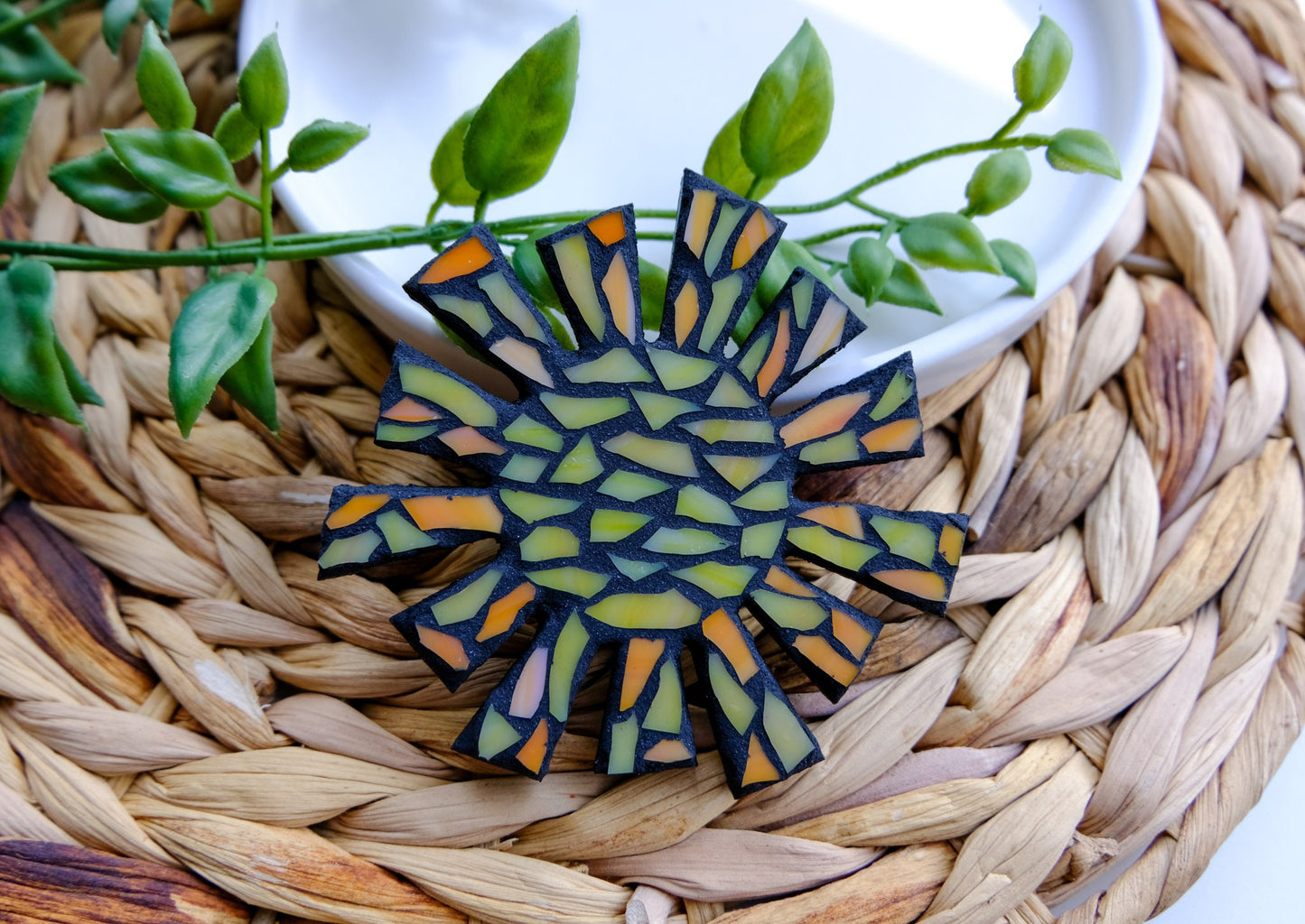 Sun Stained Glass Magnet | Mosaic Art Nature Style Home Decor
