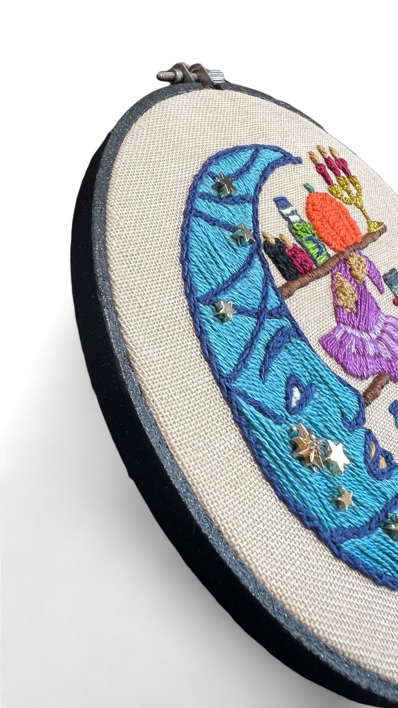 Witchy Moon Embroidered Hoop