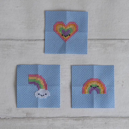 Kawaii Rainbow Arc Mini Cross Stitch Kit in A Matchbox