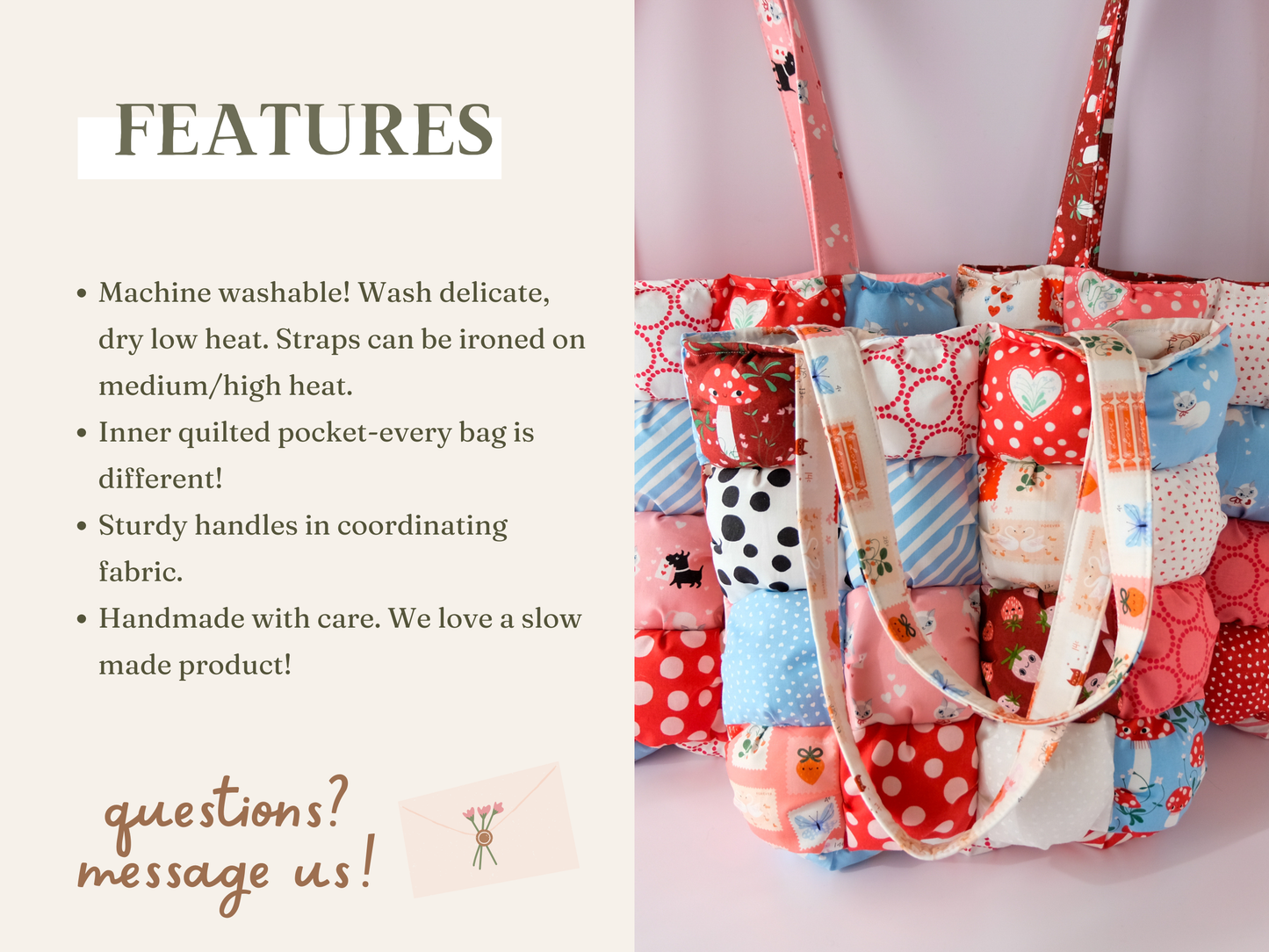 Cloud Tote Bag | Valentine Mushies Size Large