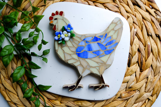 Floral Chicken Mosaic Wall Hanging