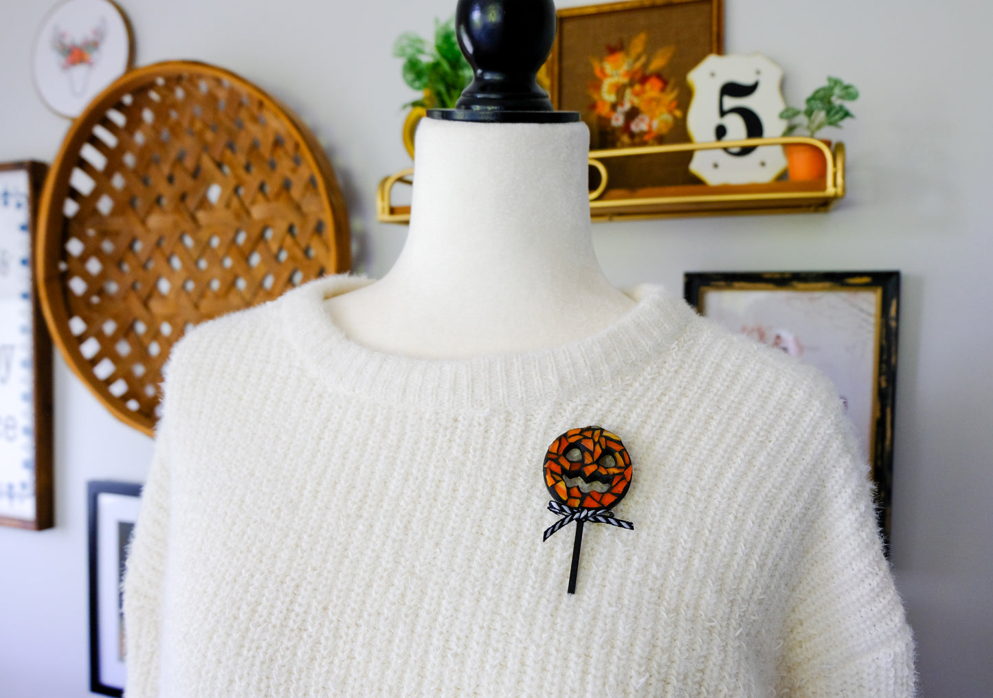 Pumpkin Lollipop Halloween Pin