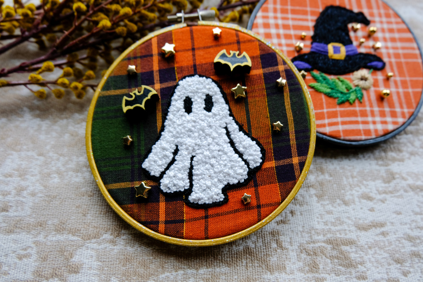 Plaid Ghost Embroidered Hoop