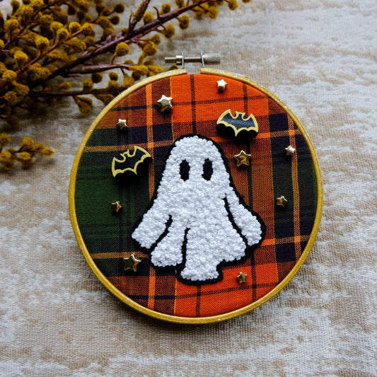 Plaid Ghost Embroidered Hoop