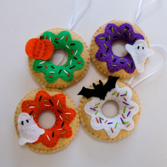 Wool Felt Halloween Donut Ornaments