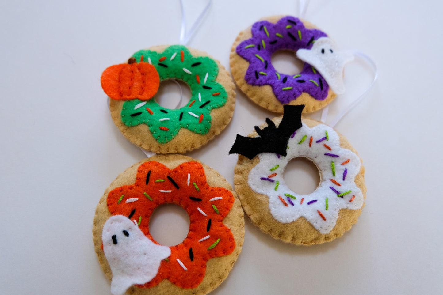 Wool Felt Halloween Donut Ornaments