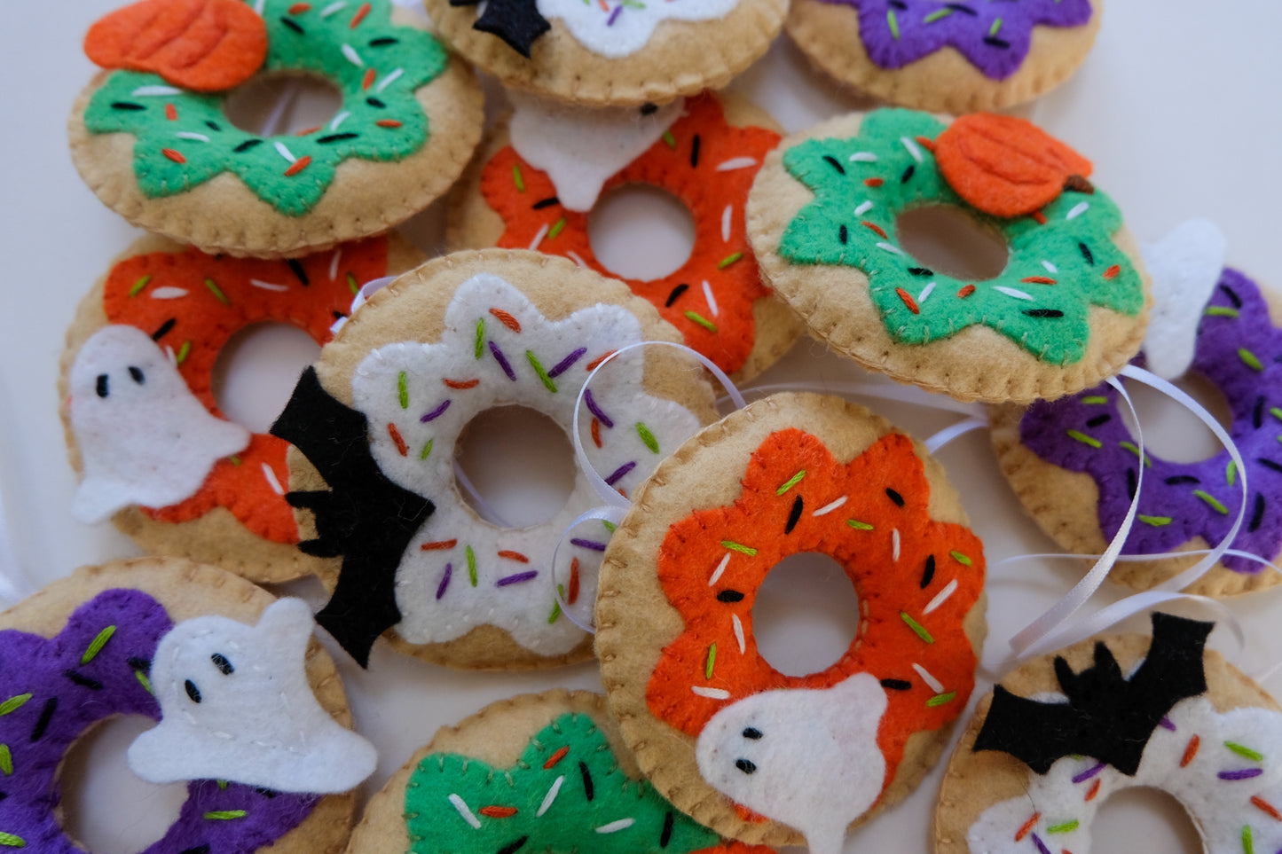 Wool Felt Halloween Donut Ornaments