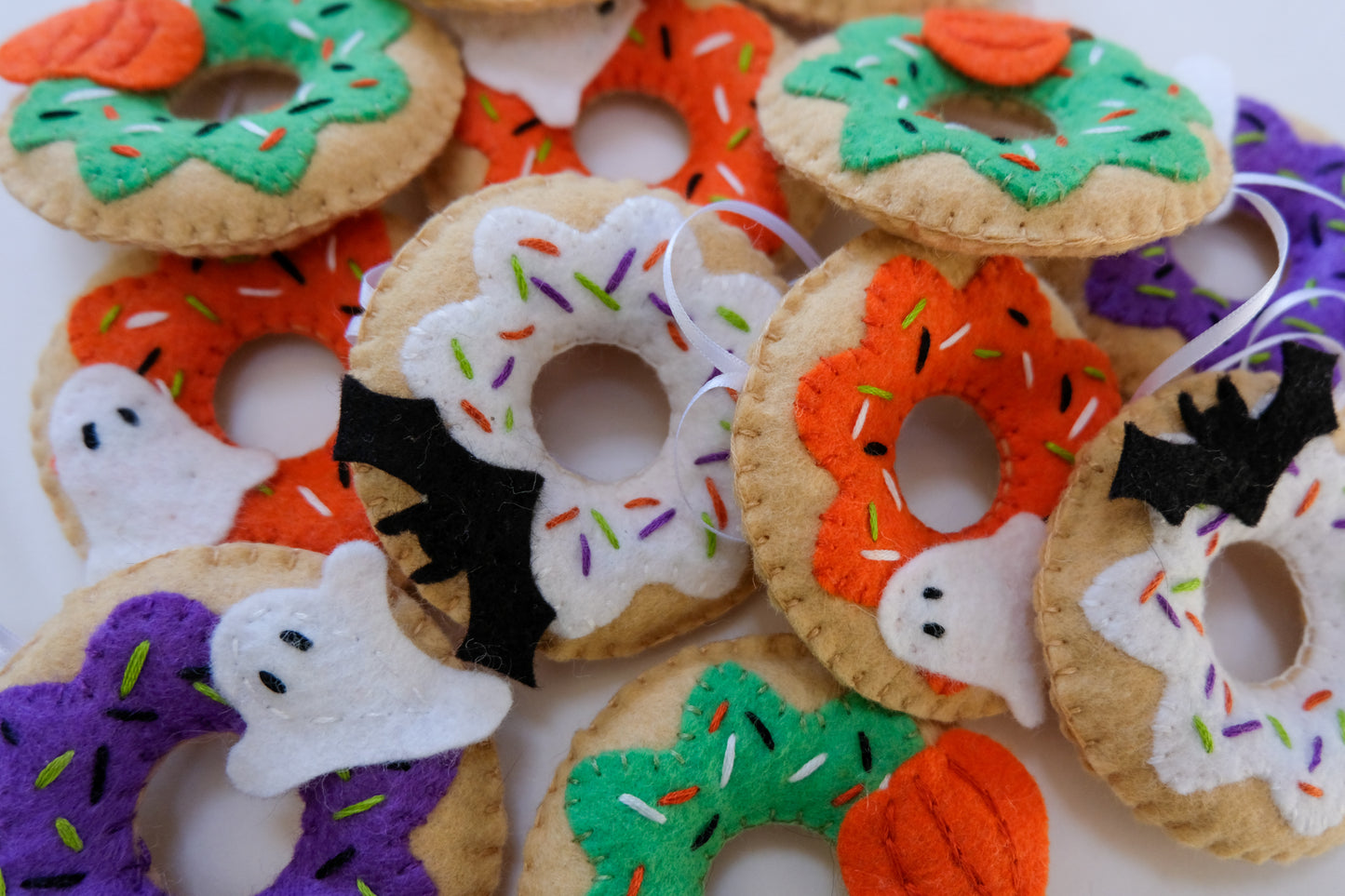 Wool Felt Halloween Donut Ornaments