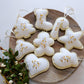 Wool Felt Sugar Cookie Ornaments Silver and Gold