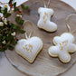 Wool Felt Sugar Cookie Ornaments Silver and Gold