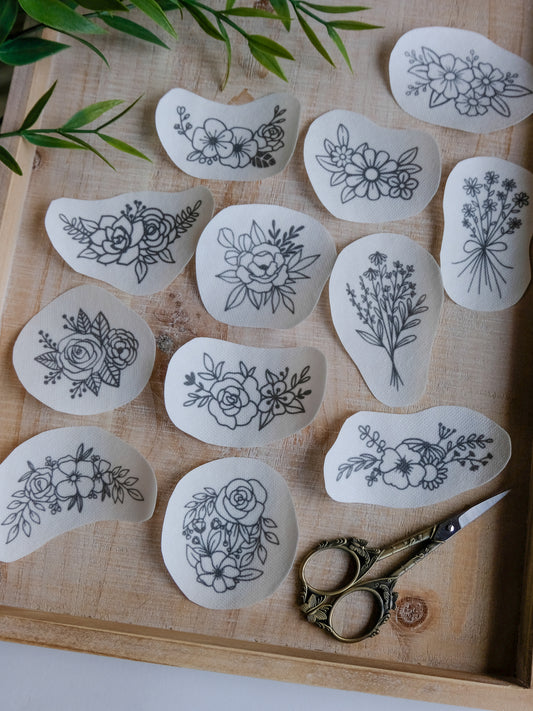 DIY Stick and Stitch Flower Bunches Embroidery Stickers
