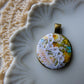Fabric and Lace Pendant Necklace in Bronze