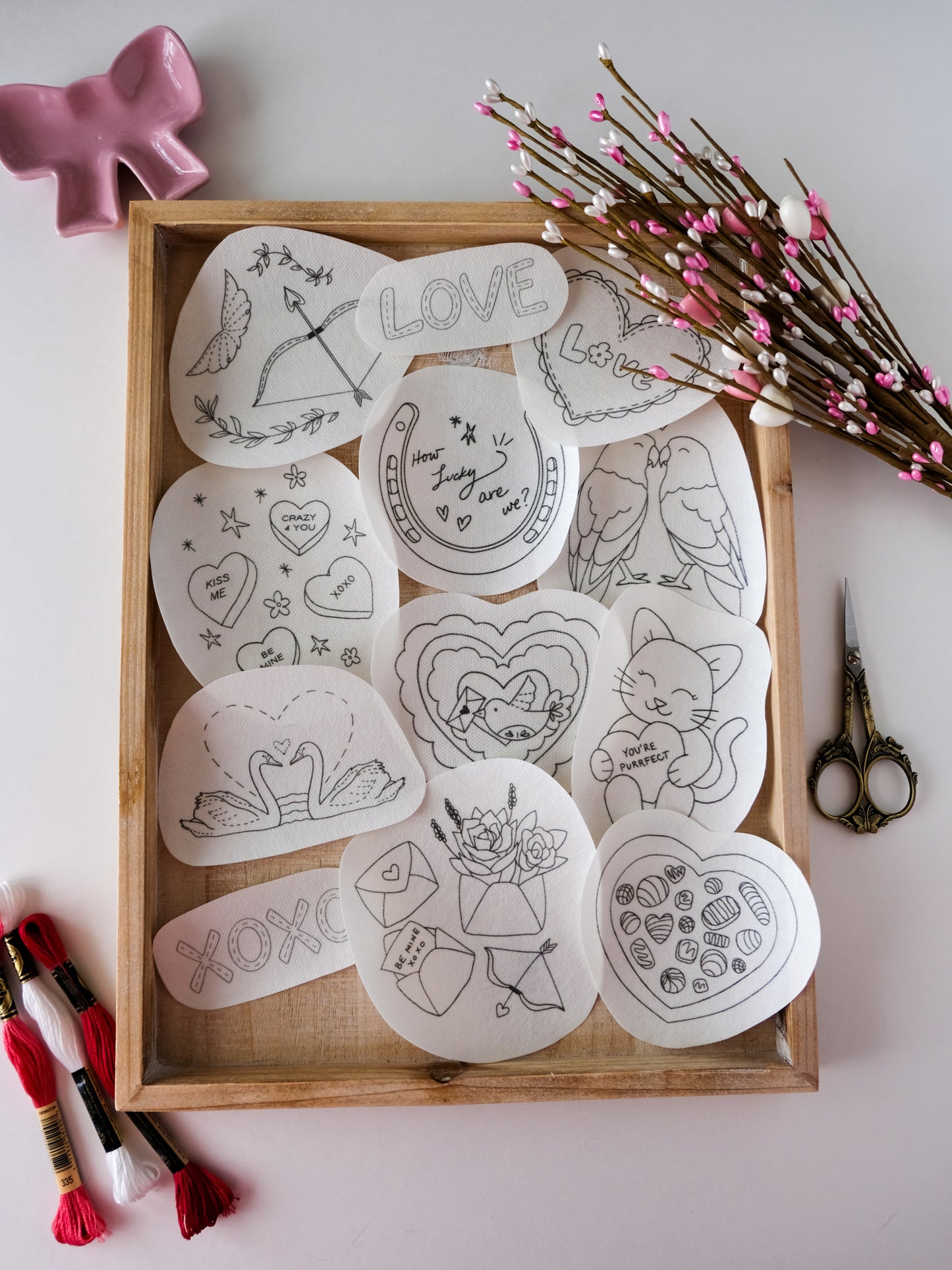 Valentine's Day DIY Stick and Stitch Embroidery Stickers