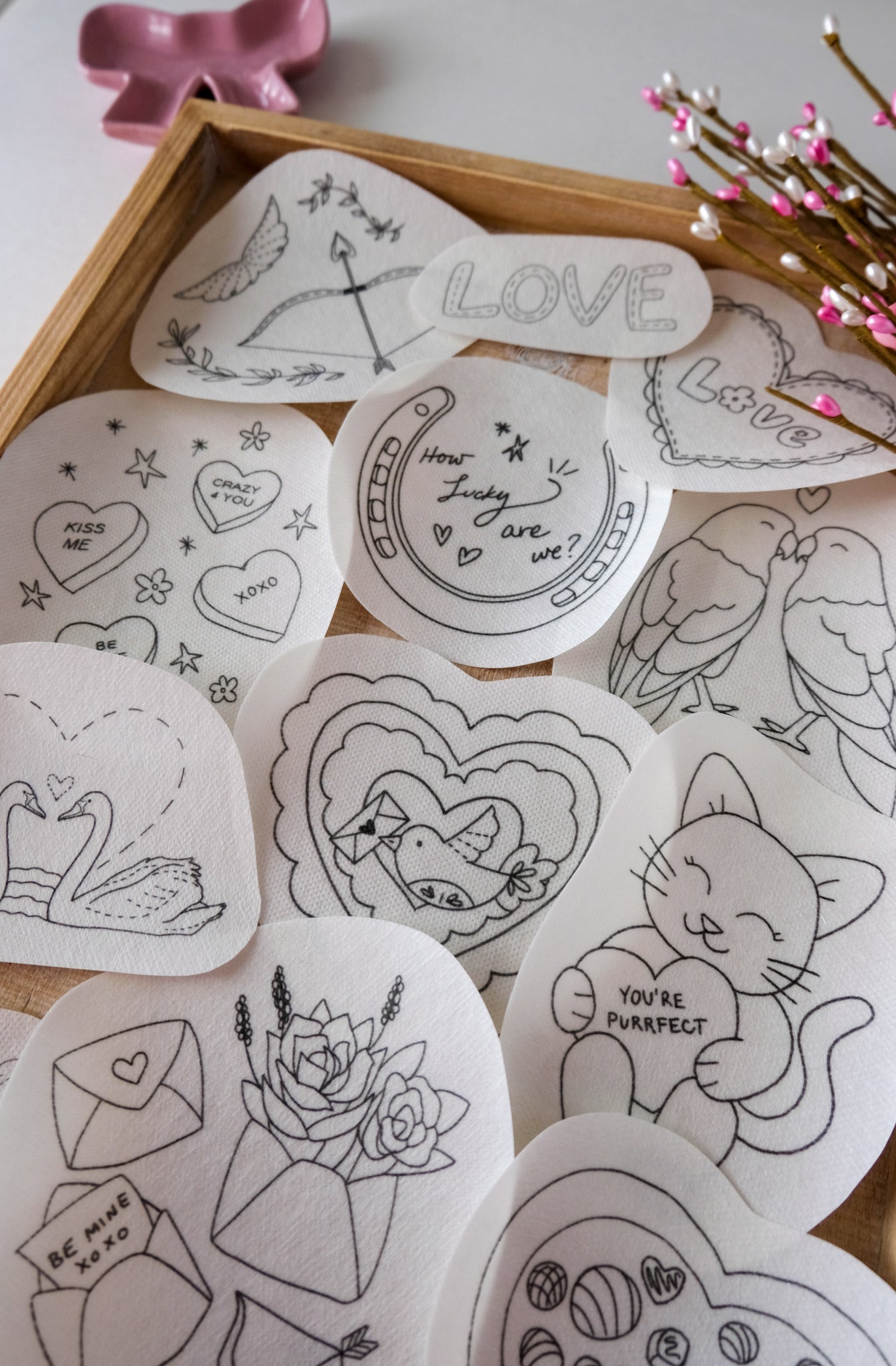 Valentine's Day DIY Stick and Stitch Embroidery Stickers