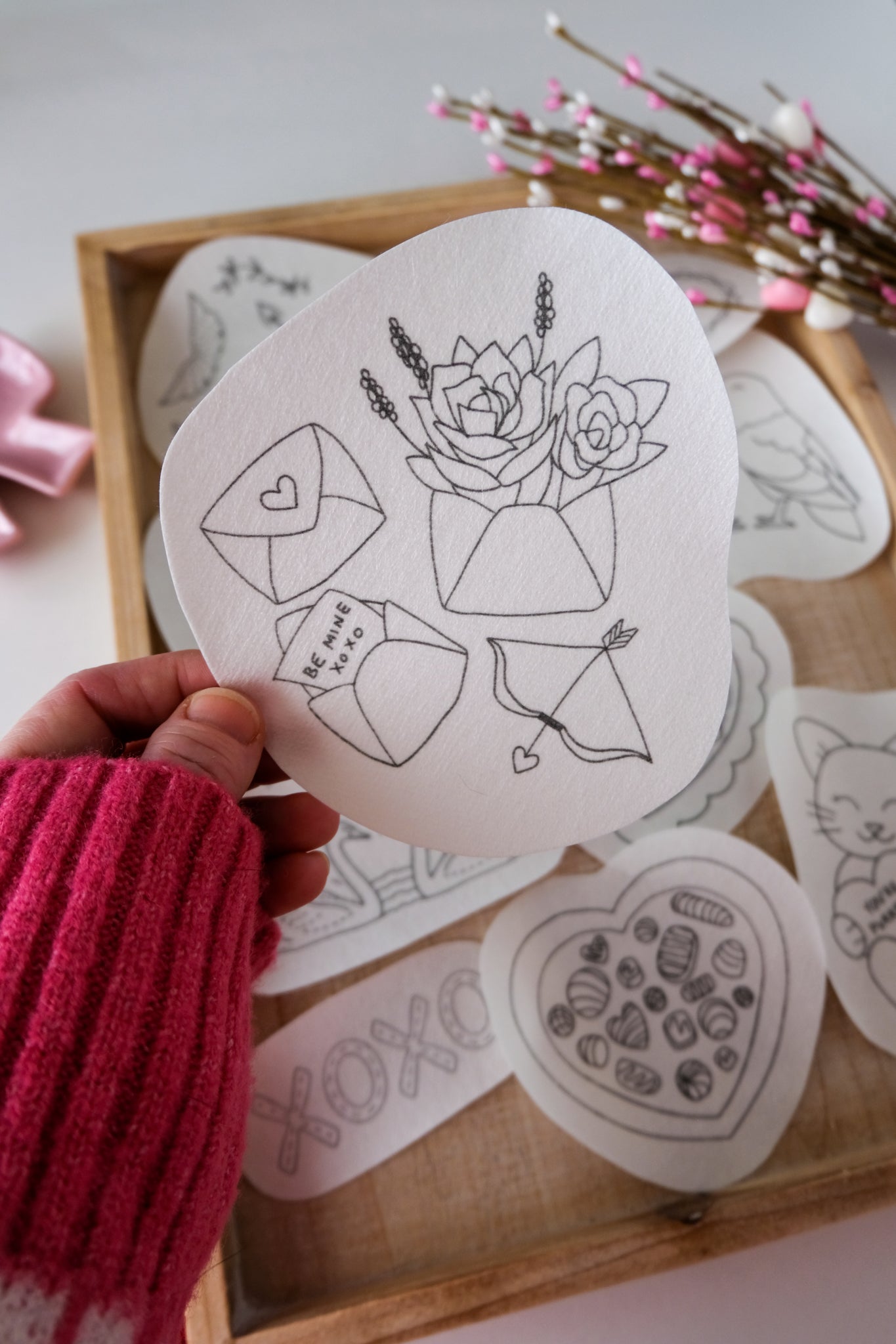 Valentine's Day DIY Stick and Stitch Embroidery Stickers