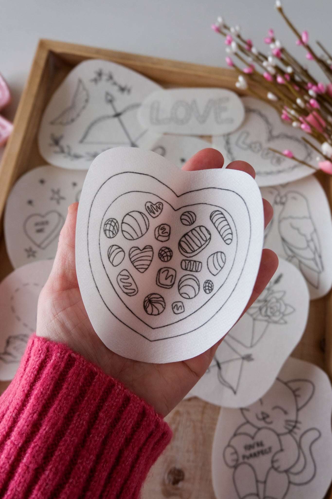Valentine's Day DIY Stick and Stitch Embroidery Stickers