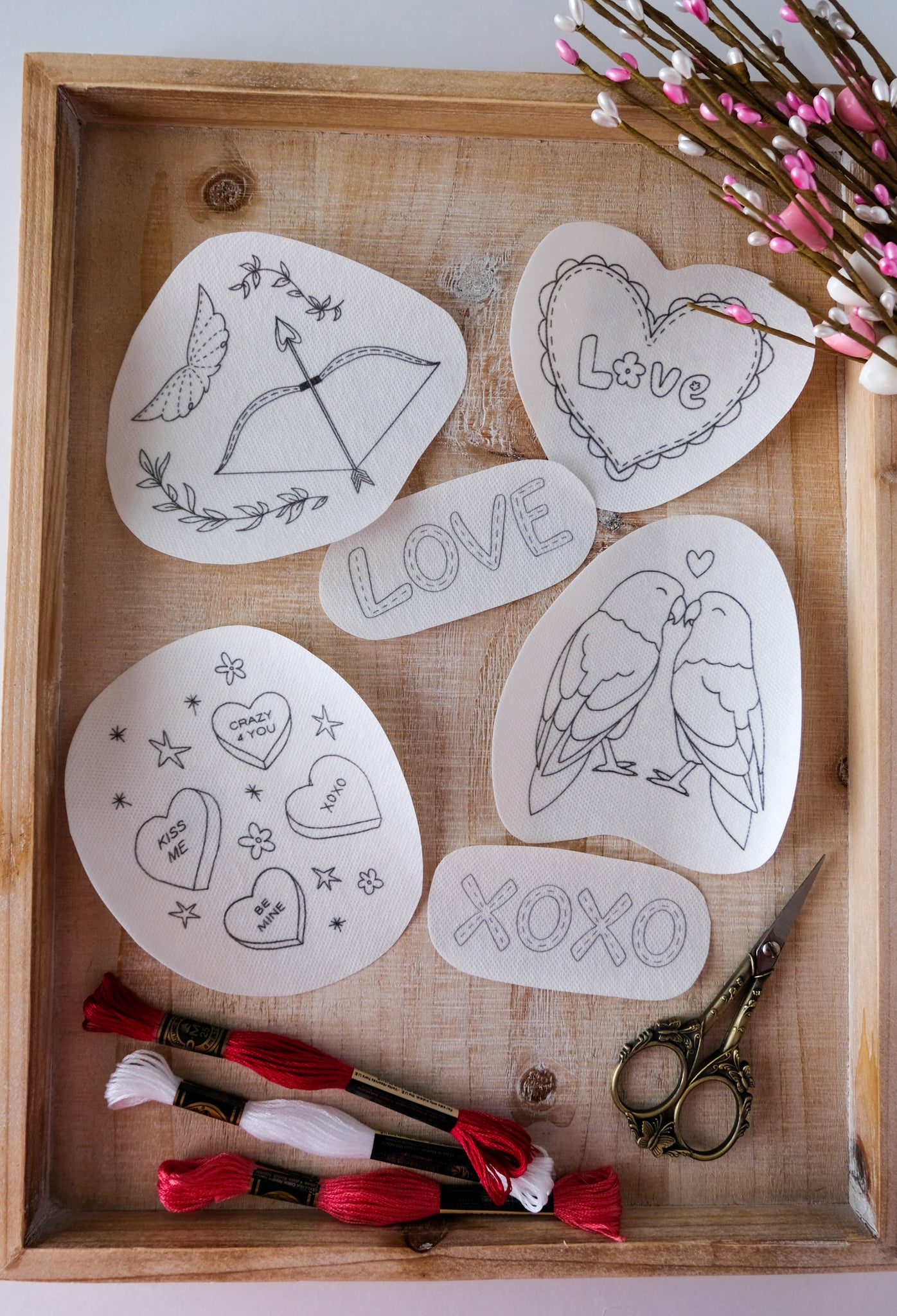 Valentine's Day DIY Stick and Stitch Embroidery Stickers