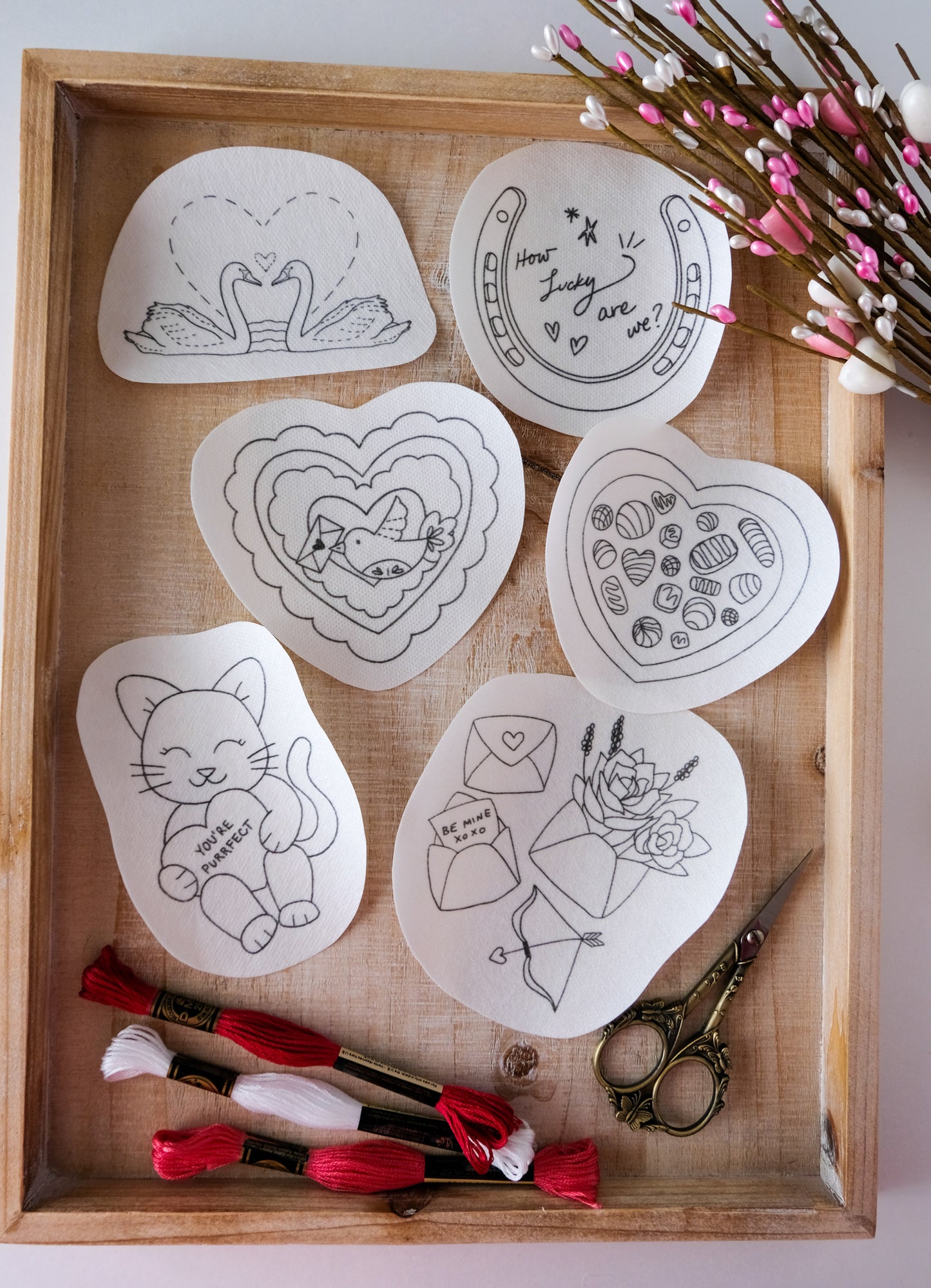 Valentine's Day DIY Stick and Stitch Embroidery Stickers