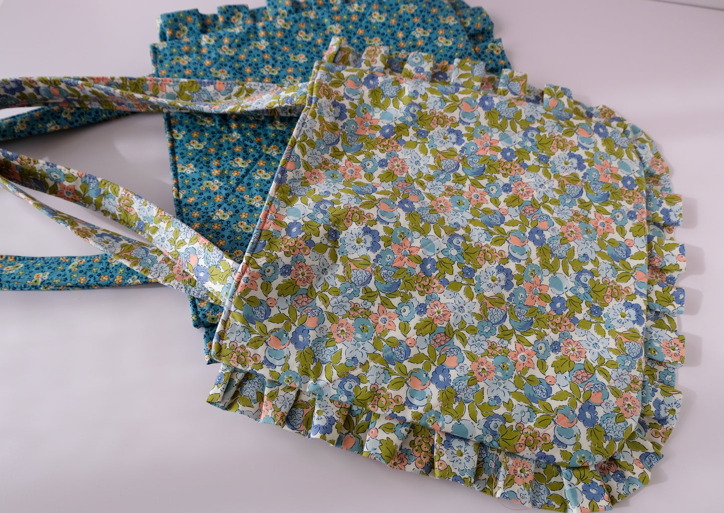 Quilted Floral Ruffle Tote Bag