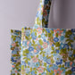 Quilted Floral Ruffle Tote Bag