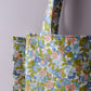 Quilted Floral Ruffle Tote Bag