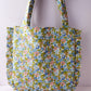 Quilted Floral Ruffle Tote Bag