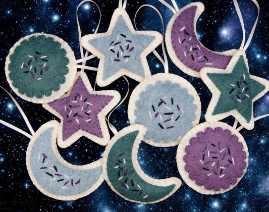 Galaxy Sugar Cookie Ornaments Wool Felt